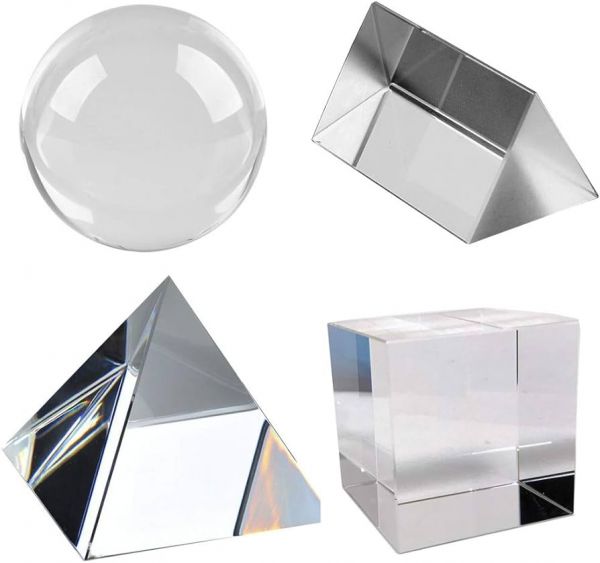 4 Pack K9 Optical Crystal Photography Prism Set, Include 55mm Crystal Ball