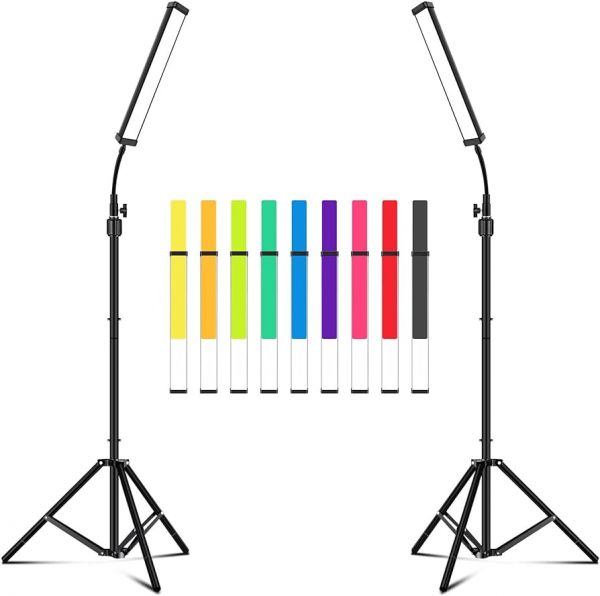 LED Video Light Stick Wand Kit-Photography Lighting with Adjustable Tripod Stand, 9 Color