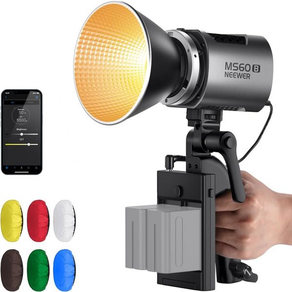 NEEWER MS60B LED Video Light with 6 Color Diffusers Kit