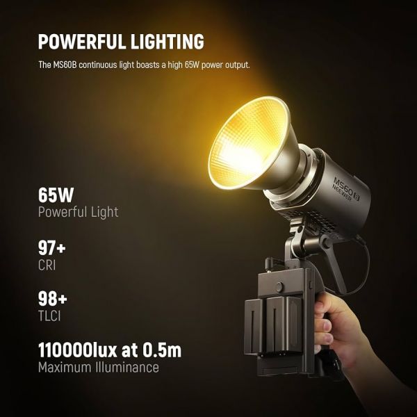 NEEWER MS60B LED Video Light with 6 Color Diffusers Kit